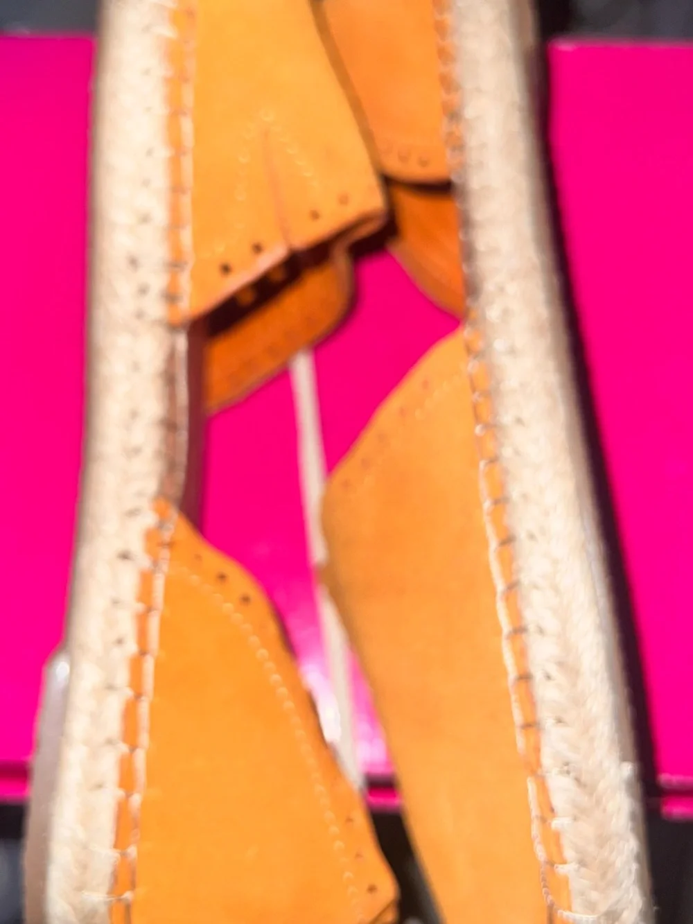 TOMS Katalina Saffron Yellow Suade Lace Up Espadrille Flats Sz 7.5 EUC